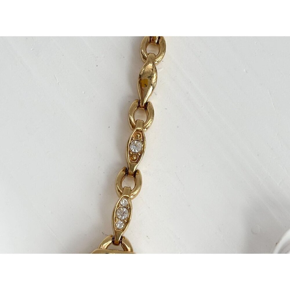 Gold T Oval Bezeled Rhinestone Quartz Vintage Women's Wristwatch - 13mm - WORKS! - Picture 5 of 10